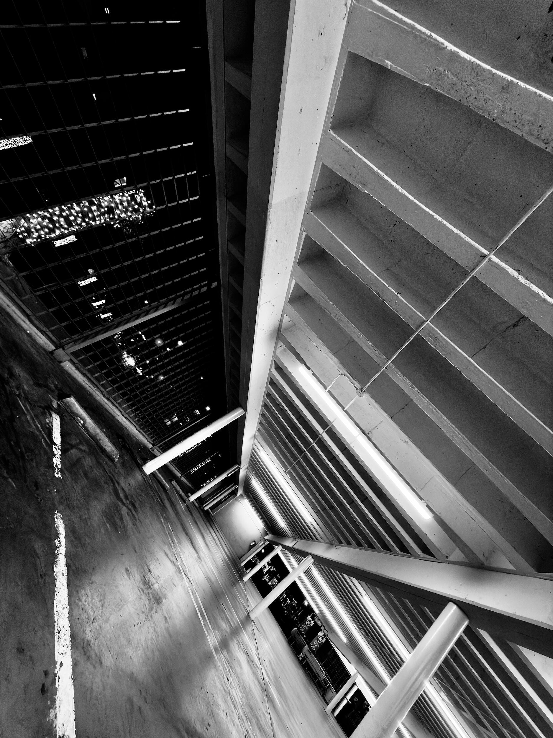 garage garage - shadow | LA - B&W Industrial Noir Architectural Geometry. Los Angeles Urban Photography. 1/1 Unique Artifact. Gutterstars Studio