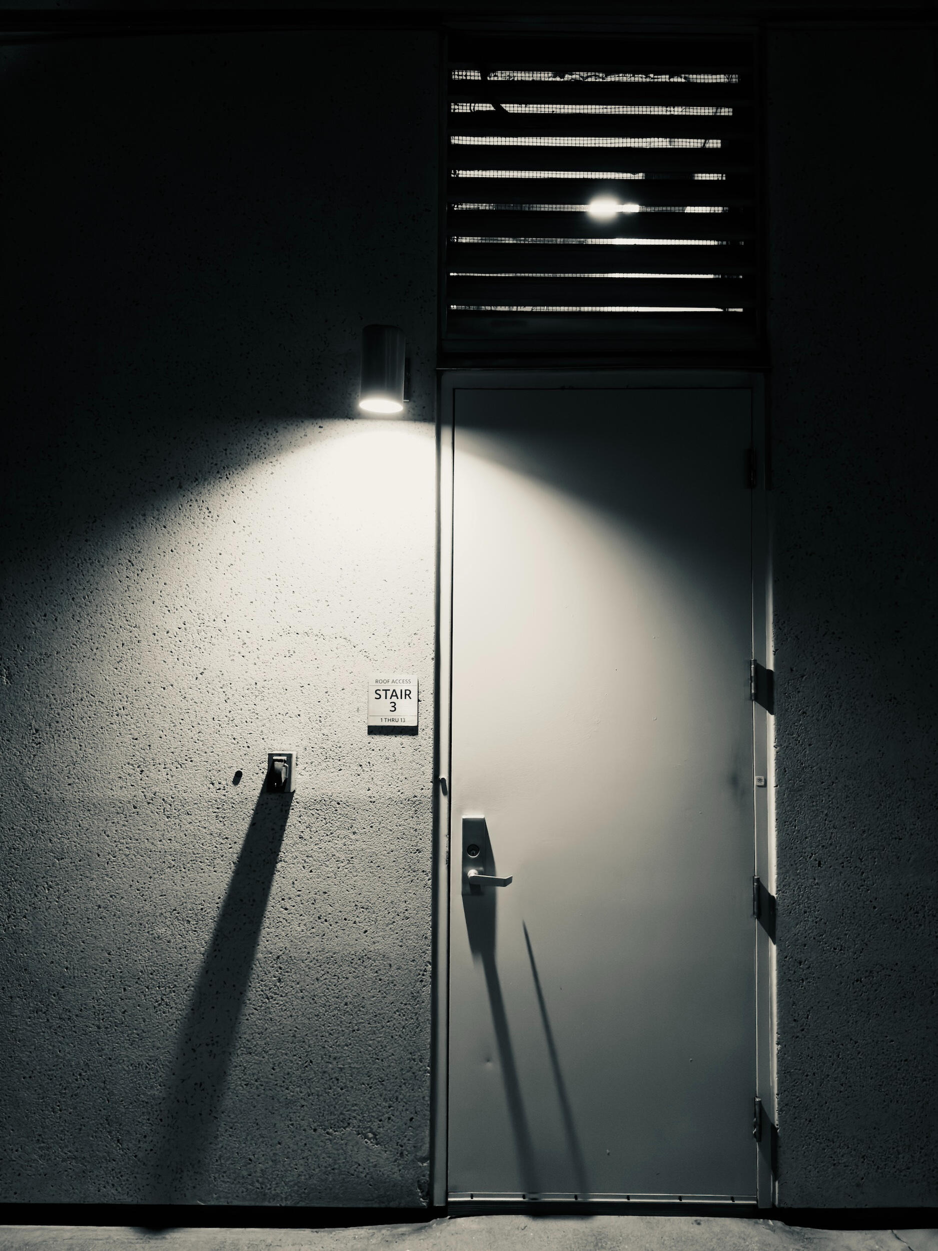 door door - shadow | LA - B&W Found Art Los Angeles Doorway. Architectural Geometry and Shadows. California Noir. 1/1 Unique Artifact. Gutterstars Studio