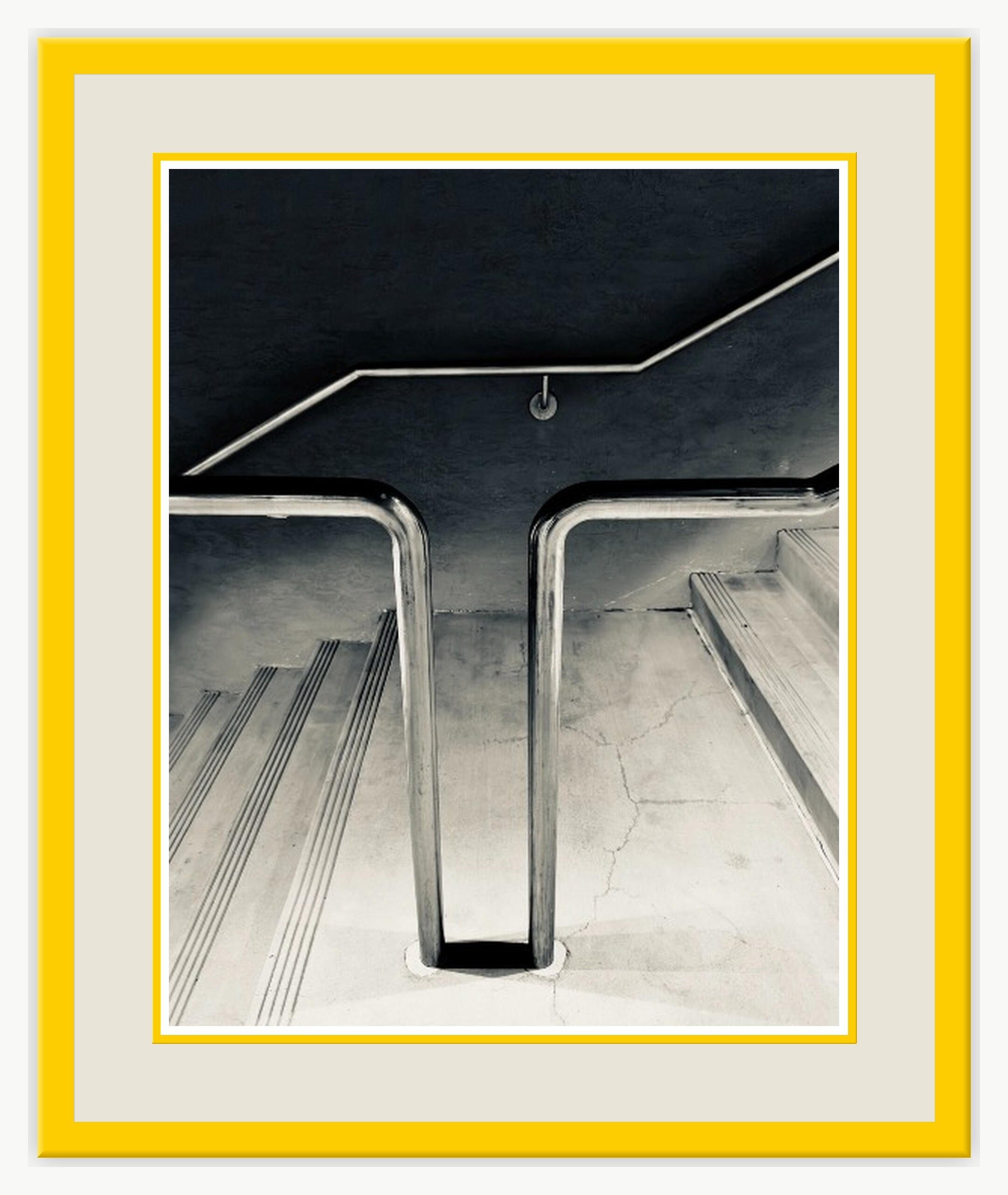 Handrail Cinematic Industrial Noir. High Contrast Photography. 1/1 Unique Artifact Archival Print by Barton Caplan