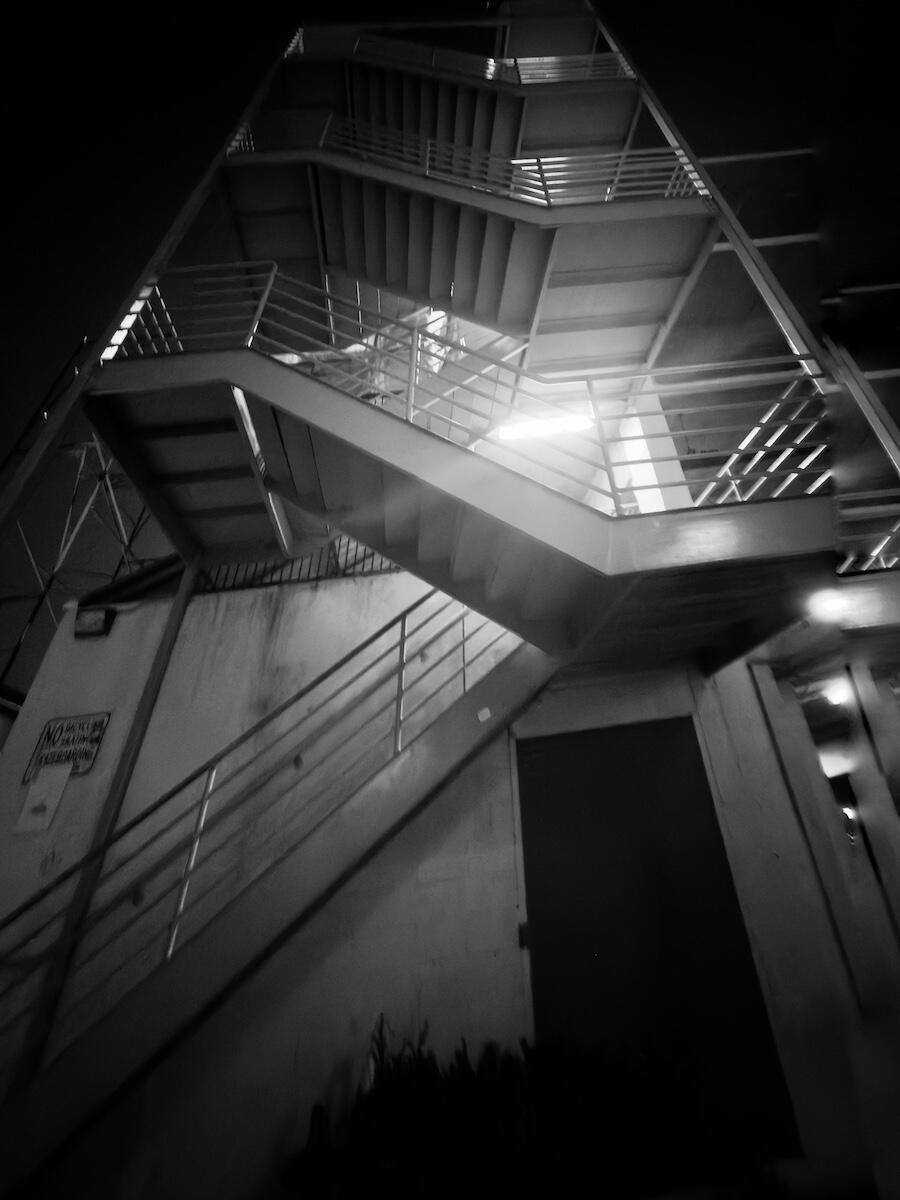 stairway stairway - shadow | LA Industrial Noir Black and White Photography. Los Angeles, CA. 1/1 Archival Print by Barton Caplan